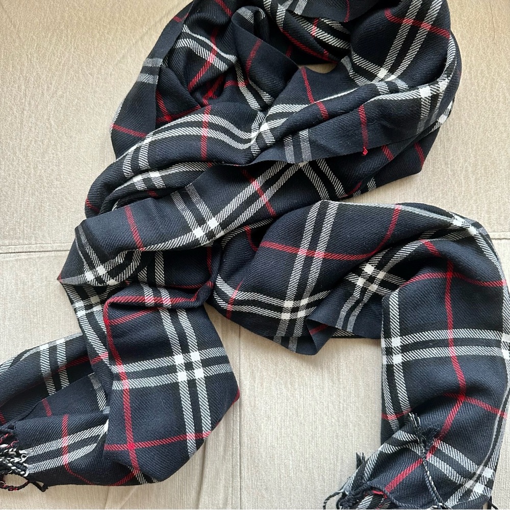 Dark Blue and Red Wrap Around Scarf